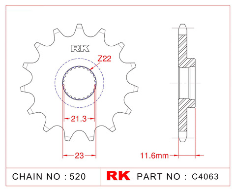 Звезда передняя ведущая RK C4063-14 JTF583-14 3A014 TTR250 TT250-R