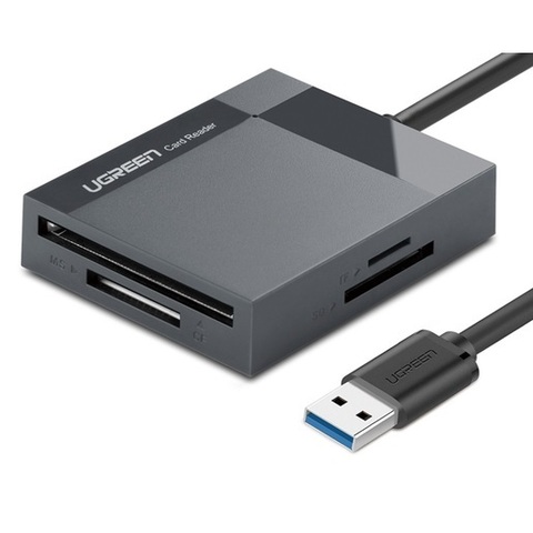 Картридер UGREEN USB 3.0 TF/SD/MS/CF/MicroSD Card Reader 50 см, серый CR125