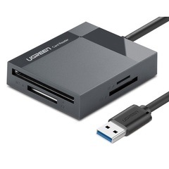 Кардридер UGREEN USB 3.0 TF/SD/MS/CF/MicroSD Card Reader 50 см, серый CR125