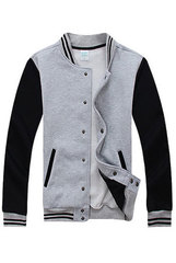 Куртка бомбер серый с черными рукавами