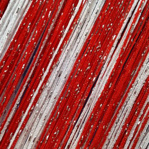 Нитяные шторы дождь радуга - белые, красные, 300 х 280 см. Арт. 1-17