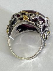 Габби-корунд (серебряное кольцо с позолотой)
