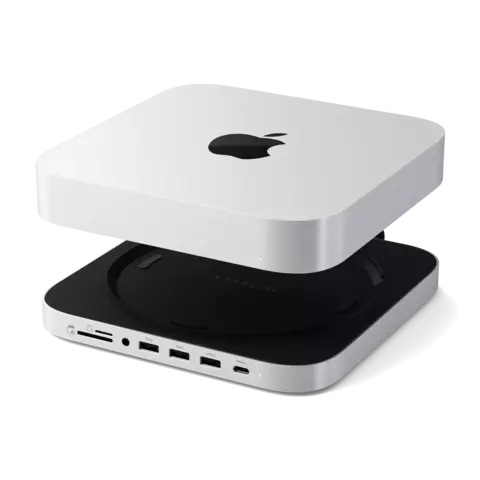 Док станция Satechi Mac Mini / Mac Studio Stand & Hub для установки SSD серебро