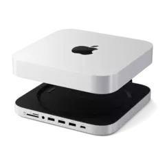 Док станция Satechi Mac Mini / Mac Studio Stand & Hub для установки SSD серебро