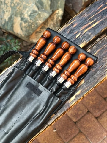 Набор шампуров в чехле кожзам чёрный