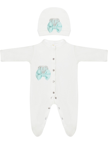 Комплект на выписку "Корона" с бантиком Тиффани