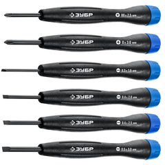 ЗУБР TX-6, 6 шт, набор отверток для точных работ, Профессионал (25658-H6)
