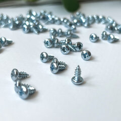 Шурупы-саморезы мини, гвоздики для шкатулок, цвет серебро, размеры 6*4 мм, ± 100 штук.