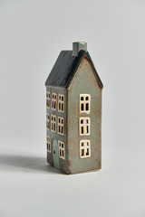 Серый керамический домик-подсвечник, 23х9х7 см, Дания