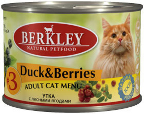 Консервы Berkley №3 Утка с лесными ягодами для взрослых кошек