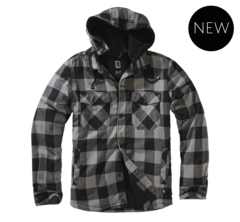 Brandit LUMBER JACKET HOODED black+charcoal