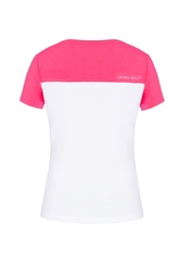 Женская теннисная футболка EA7 Woman Jersey T-shirt - white/pink