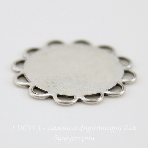 Сеттинг - основа "Ажурный" для камеи или кабошона 13 мм (оксид серебра)