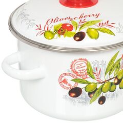 Кастрюля сталь, эмал, 3 л, с крыш, Сиб товары, Оливки и черри, 3MD181M, индукц