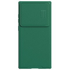 Чехол зеленого цвета (Deep Green) от Nillkin для Samsung Galaxy S23 Ultra, серия CamShield S Case, полуавтоматический механизм сдвижной шторки