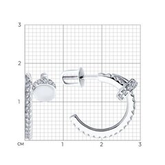 Серьги в форме скрученного гвоздя из серебра с фианитами, арт.94-122-02048-1