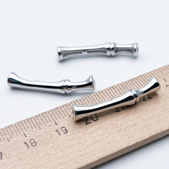 Бусина Бамбук, цвет серебро (родий), размер 28*5 мм, отверстие 2 мм, цена за 1 шт