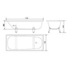 ВАННА СТАЛЬНАЯ ЭМАЛИРОВАННАЯ САНТЕХПРОМ ИТАЛИКА L 1700x750 С РУЧКАМИ