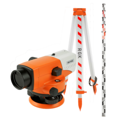 Комплект - оптический нивелир RGK N-38, рейка AMO S5 и штатив RGK S6-N N38S6S5