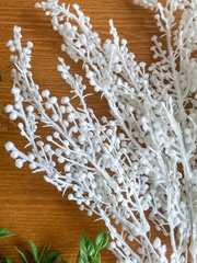 Букет снежной мимозы, искусственная зелень, цвет Белый, слегка пушистый, 39 см, набор 2 букета