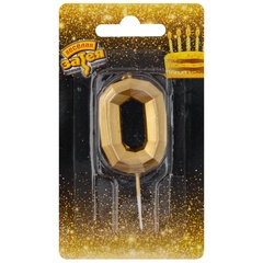 Свеча-цифра Диамант Золото 