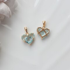 Подвеска Сердце с бледно-голубым фианитом, 14 мм, позолота, П512