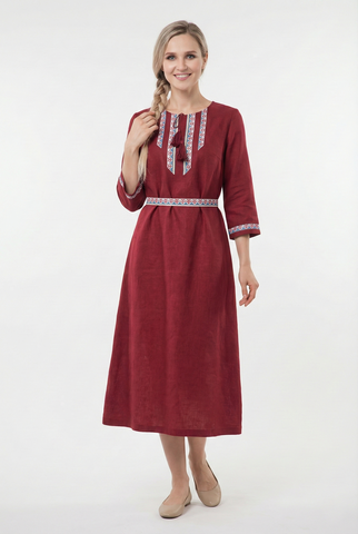 Льняное платье в современном русском стиле