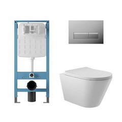 Aqueduto AQDS348T AQD комплект: TECNICA Novo Система инсталляции для подвесного унитаза, RETANGULO Novo, Панель смыва, хром, CONE Tornado Унитаз подвесной 525*360 безободковый, Tornado, сиденье с микролифтом, белый глянцевый фото