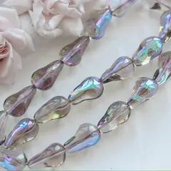 Бусины стеклянные, дымчато-серый с переливами, фриформ 22*13 мм, 1 бусина, МК047