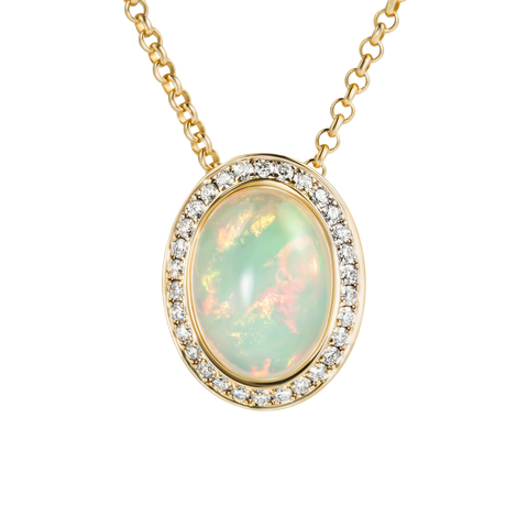 Подвеска с Эфиопским опалом и бриллиантами, P0029-4/2