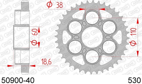 50900-40 звезда задняя (ведомая) стальная , 530, AFAM
