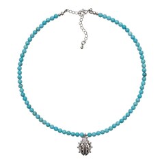 Чокер из Турквенита и подвески Божья Коровка, silver