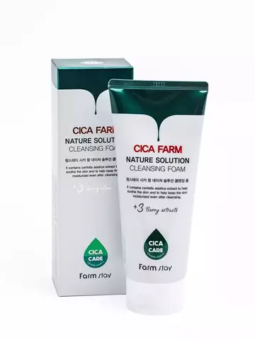 Farmstay Cica Farm Nature Solution Cleansing Foam Пенка для лица очищающая восстанавливающая с центеллой азиатской