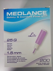 7643 Ланцет автоматический Medlance plus Lite 1,5 мм 25, для капиллярного забора крови, 200 штук сиреневые /HTL-STREFA S.A., Польша/