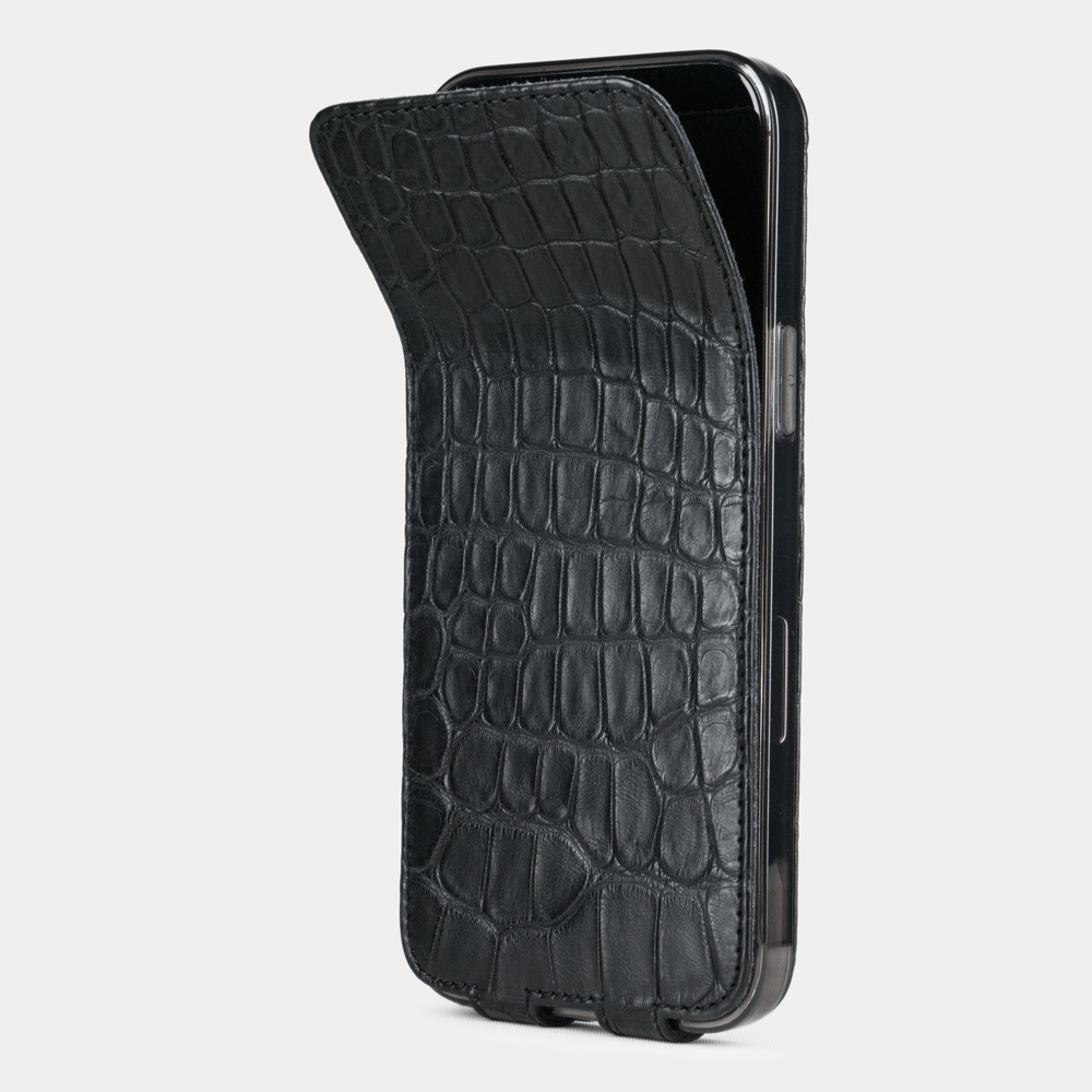 Чехол для iPhone 12 Pro Max из натуральной кожи крокодила, черного цвета
