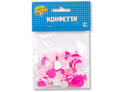 Конфетти бумажное, Тишью Круг, Ассорти Розовое, 1,5см, 10г.