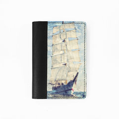 Обложка на паспорт комбинированная "Корабль мазки", черная белая вставка