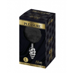 Анальный плаг Fluffy Twist чёрный L от Alive (9×4 см)