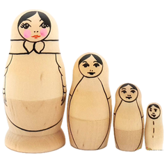 Матрешка под раскраску 4 кукольная c контуром. Высота самой большой куклы 9см