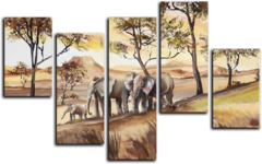 Модульная картина "Семья слонов"