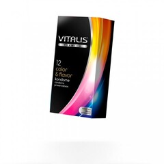 Презервативы VITALIS PREMIUM цветные и ароматизированные, шоколад, клубника, банан, 12 шт