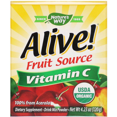 Nature's Way, Alive !, Fruit Source, витамин С, порошок для приготовления напитка, 4,23 унции (120 г)
