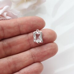 Подвеска с фианитом 13*9 мм, прозрачный, родий, П376