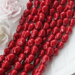 Майорка, имитация барочного жемчуга, красная 10*15 мм, 1 нить, МА111