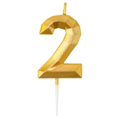 Свеча-цифра Диамант Золото 