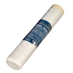 09-0-024 Пленка защитная с клейкой малярной лентой, прозрачная, HDPE, рулон 2,4х25м, толщина 8мкм РемоКолор