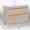 Aquanet 345807 Тумба с раковиной Нота new 100 напольная 2 ящ. цв.дуб светлый (345807)