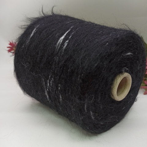 Кид мохер арт Galles фабрика Ilaria 1000м/100гр Черный с белым 65445