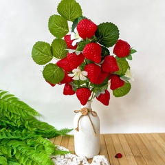 Клубника искусственная на ветке, реалистичная, пластиковая, 17-18 ягод, ветка 29 см, набор - 1 ветка