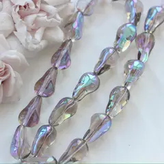 Бусины стеклянные, дымчато-серый с переливами, фриформ 22*13 мм, 1 бусина, МК047